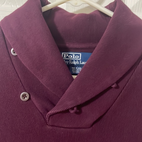 Polo By Ralph Lauren Mens Maroon Shawl Collar Pullover - Picture 2 of 7